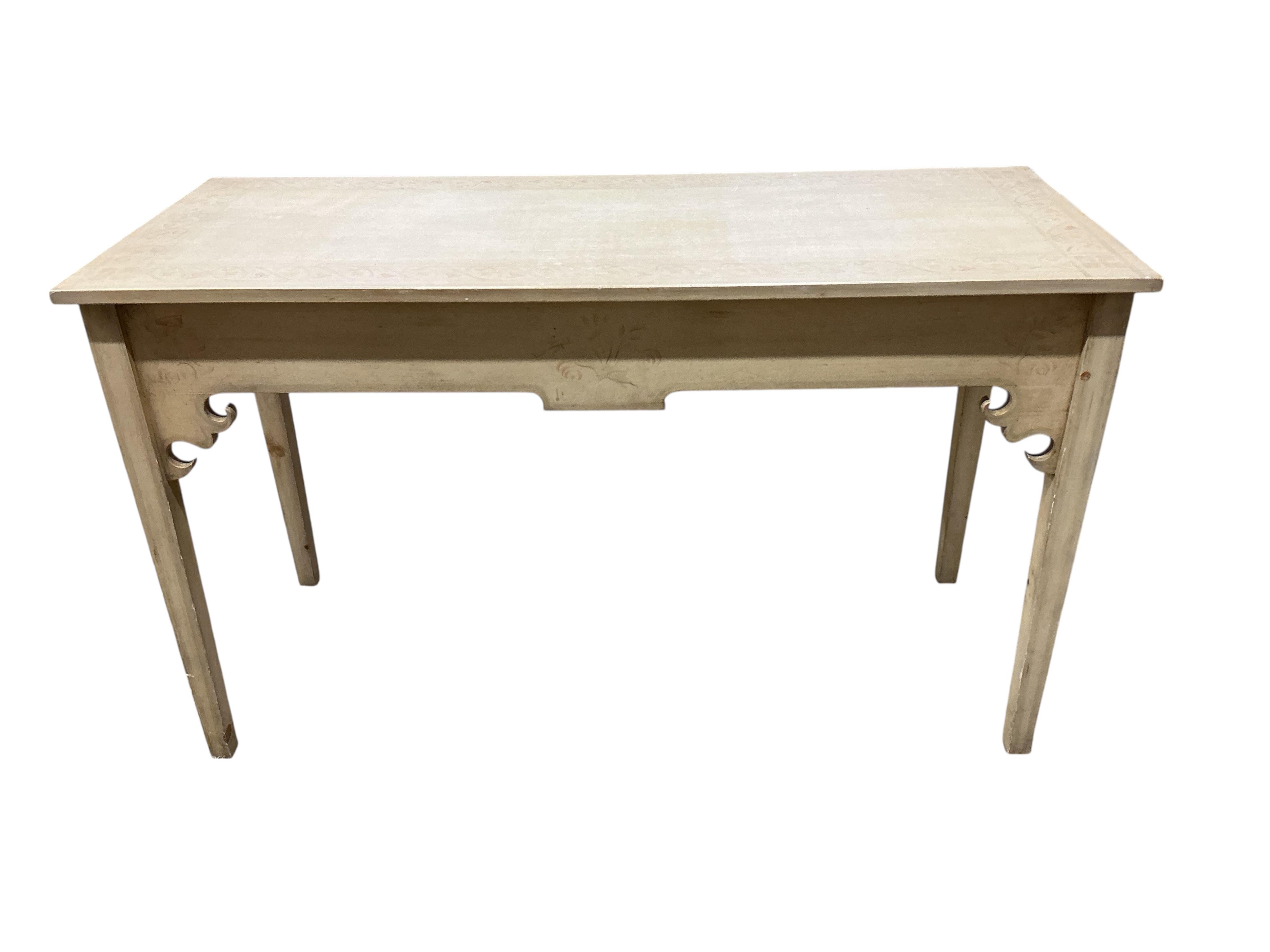 A Regency style rectangular painted console table, width 124cm, depth 51cm, height 73cm.